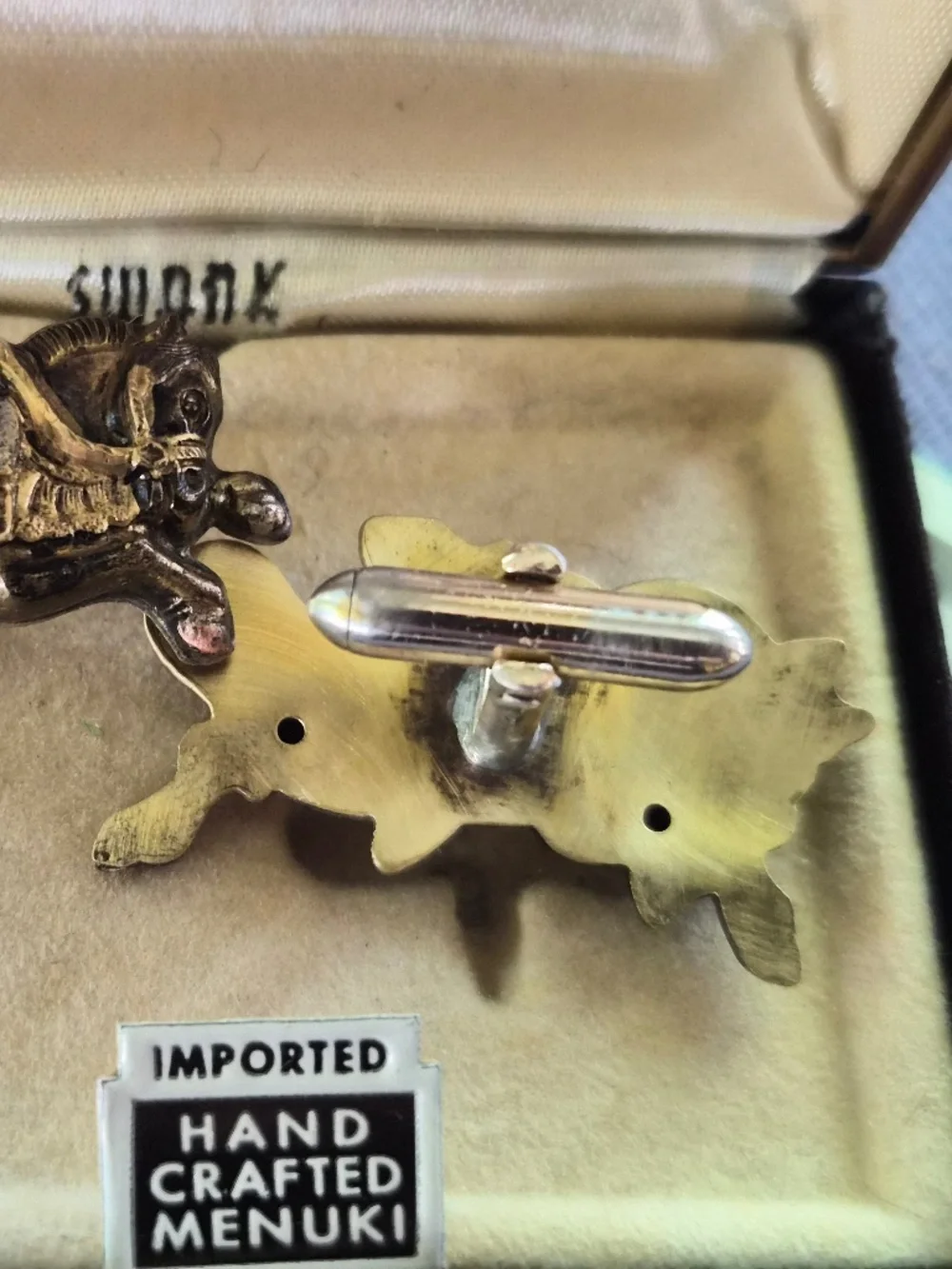 Vintage Swank Horse Cufflinks Hand Crafted Japanese Menuki Equestrian Cuff Links